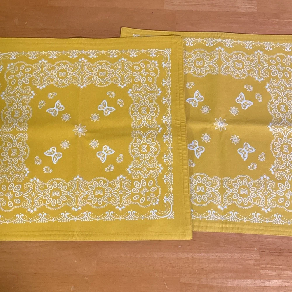 The Pioneer Woman Reversible Bandana Style Placemat 15 X 15 green yellow